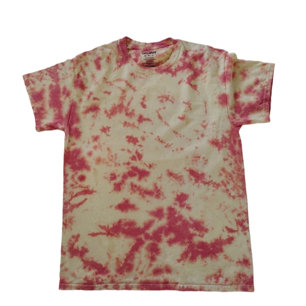 Gildan Custom Tie Dye Unisex‎ Medium T-shirt  Pink Yellow  Boho Short Sleeve